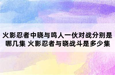 火影忍者中晓与鸣人一伙对战分别是哪几集 火影忍者与晓战斗是多少集